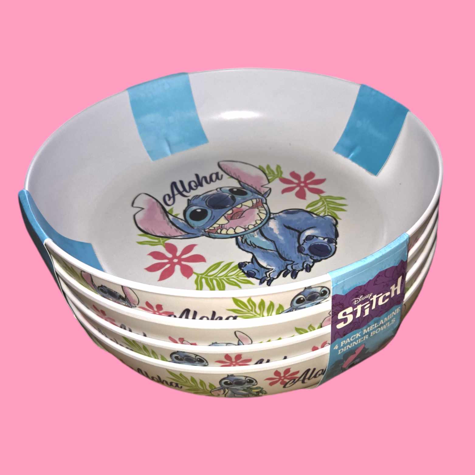 Stitch Aloha 4 Pc Dinner Bowl Set