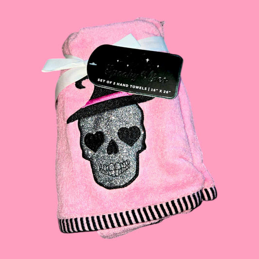 Glitter Skull 2 Pc Hand Towel Set