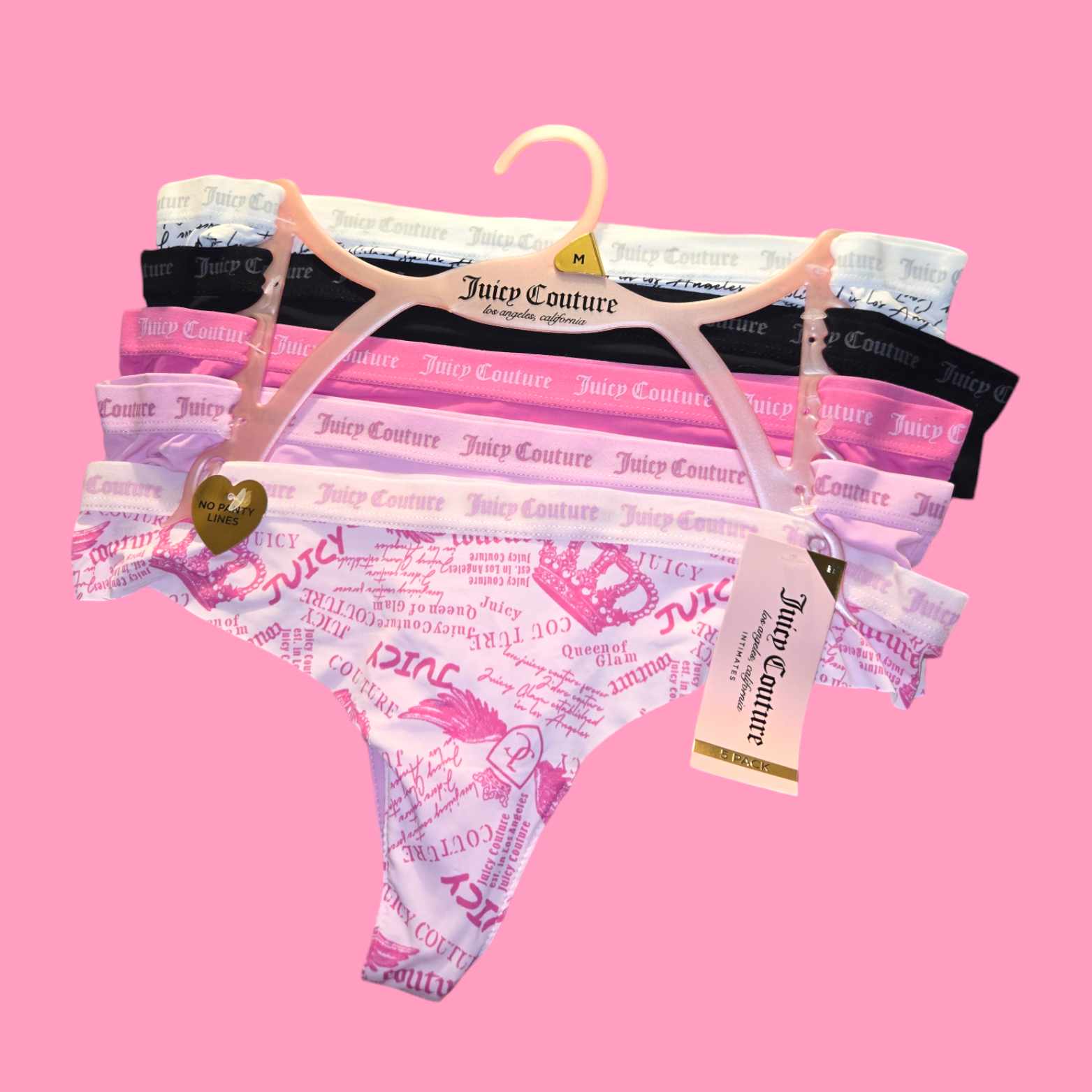 Juicy Couture 5 Pc Thongs Style 36 - Medium