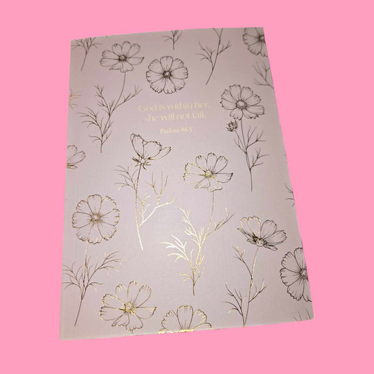 Floral GOD Is Within Her She Will Not Fail Soft Cover Journal