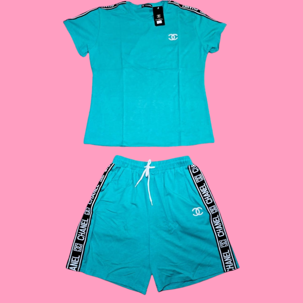 0042-CC Embroidered Tshirt/Shorts Set