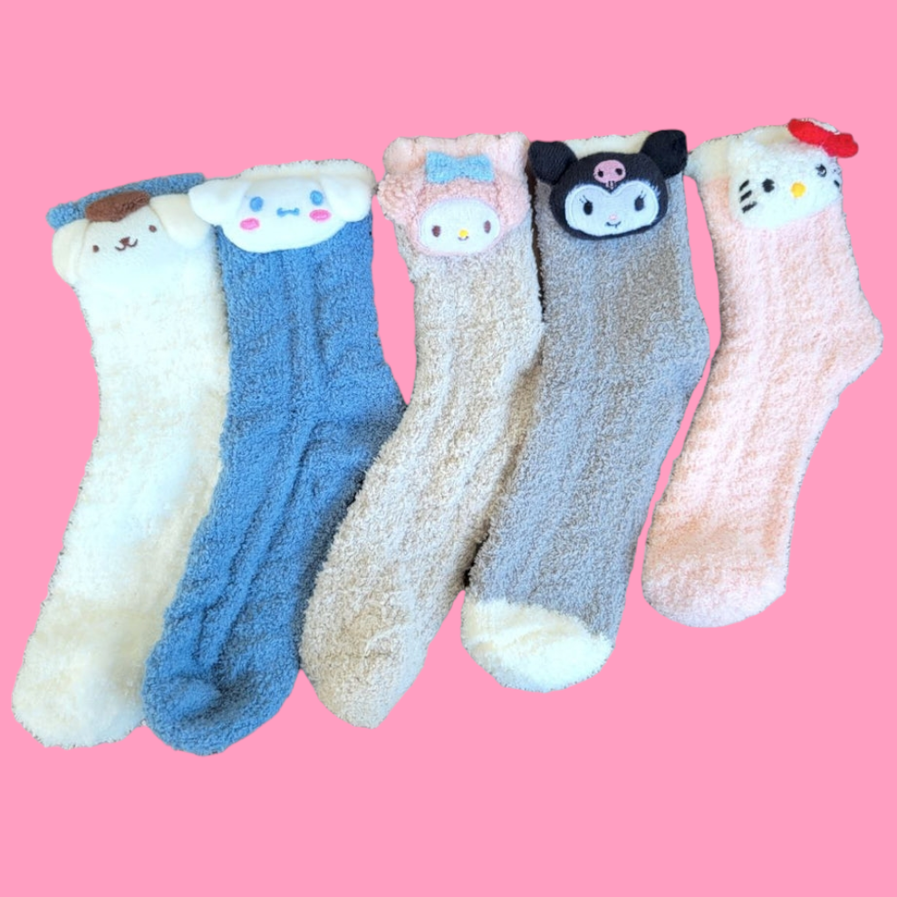 White Kitty & Friends Character Plush Socks