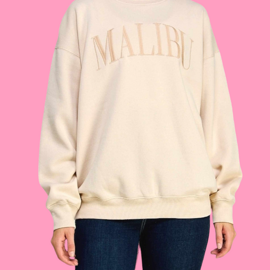 Malibu Embroidered Relaxed Oversized Fit Crewneck