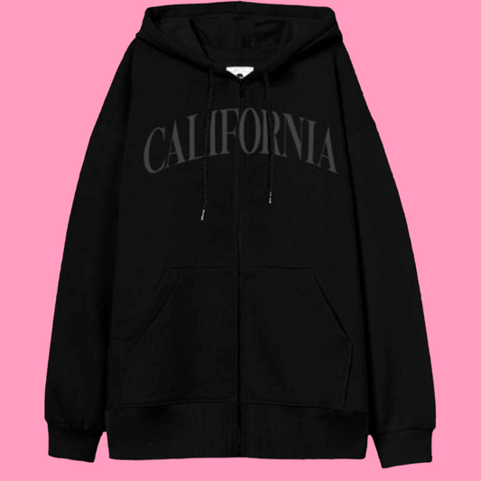 California Embroidered Oversized Fit Zip Up