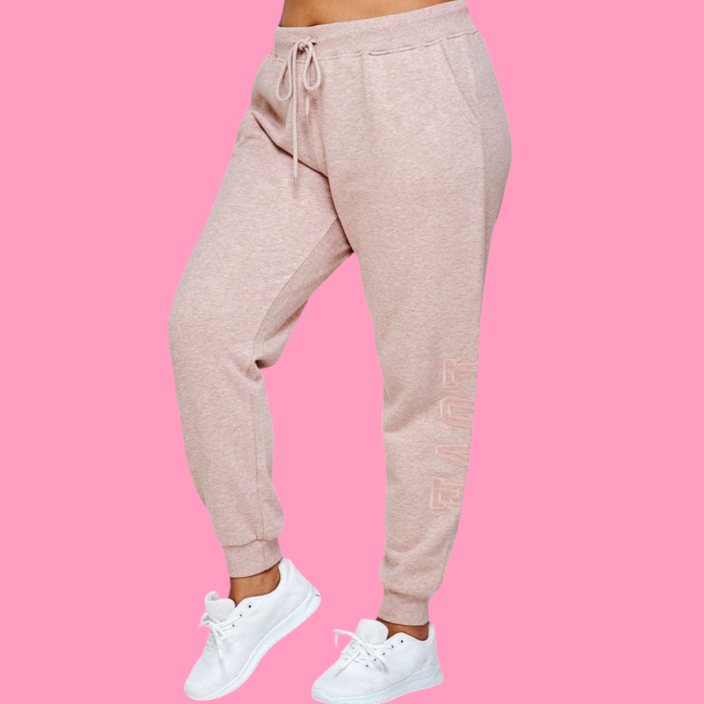 Love Embroidered Relaxed Fit Joggers (Plus)