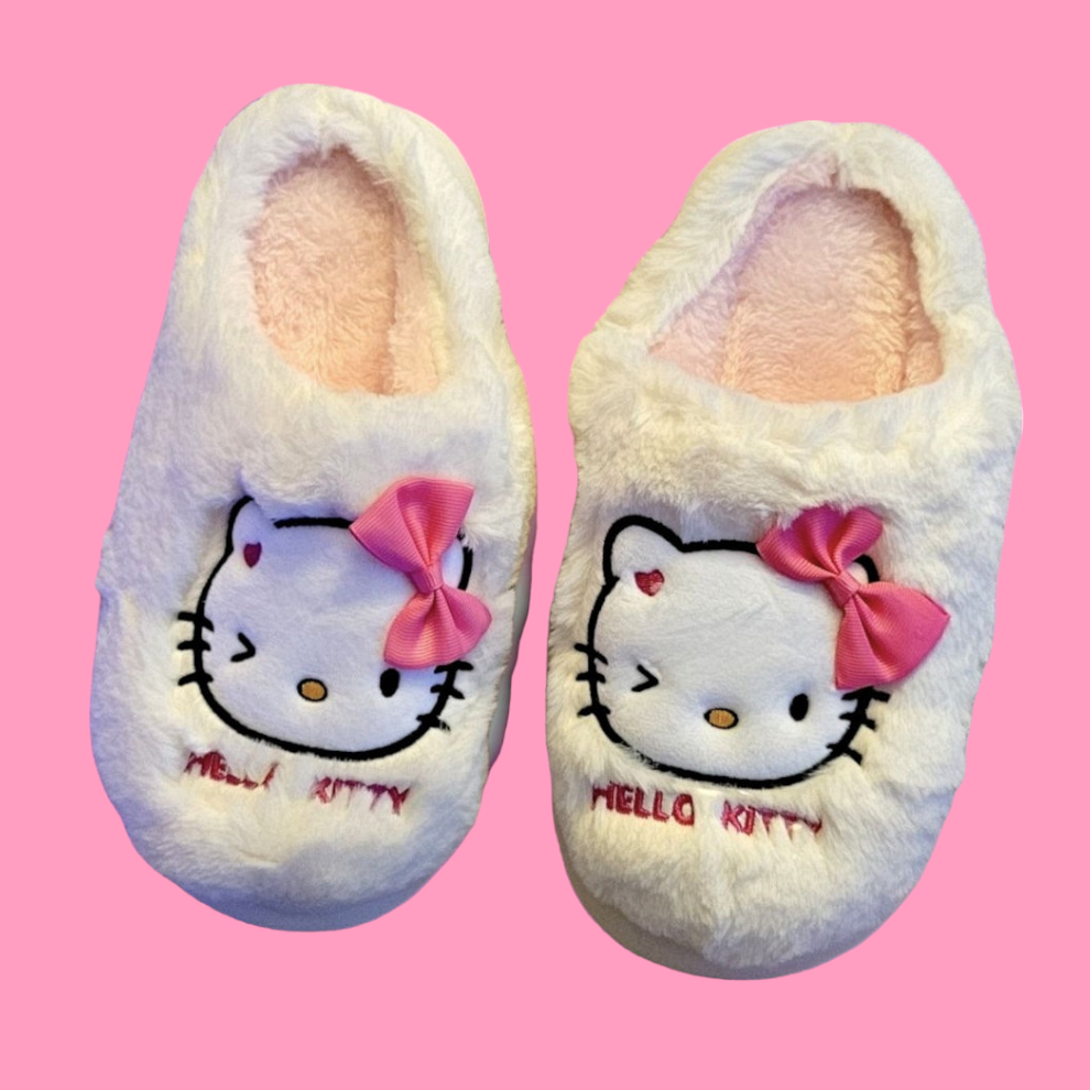 White Kitty Slippers