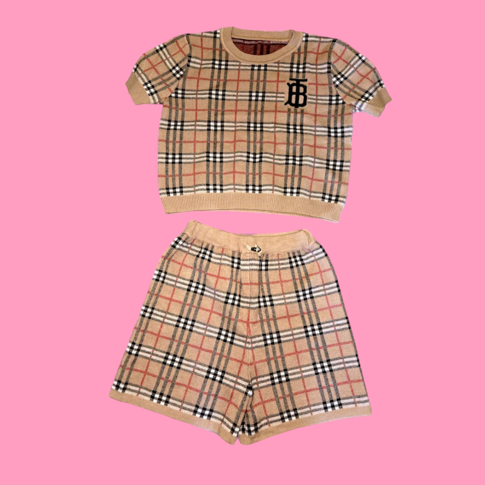 0126-BB Knitted Tshirt/Shorts Set