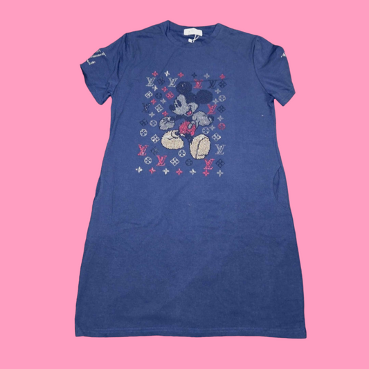 0124-LV MIckey Tshirt Dress W/Pockets