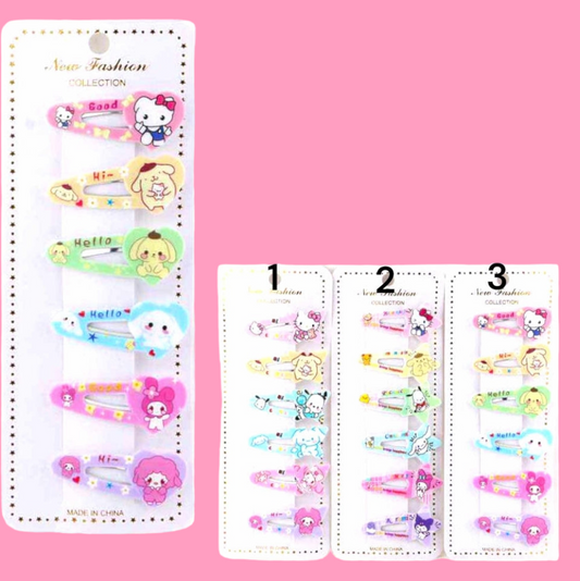 HK 6 Pc Hair Clips