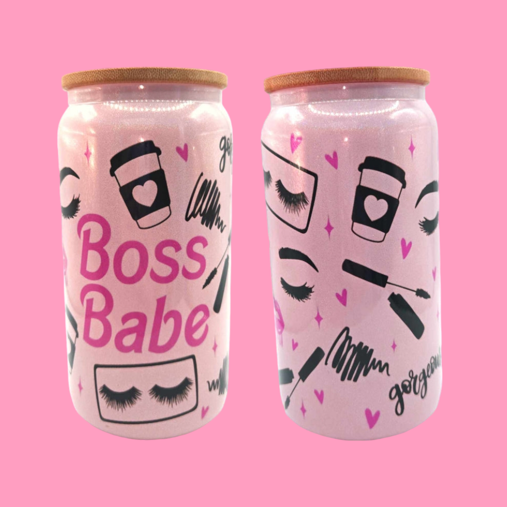 Boss Babe Girly 16 Oz Glass Cup