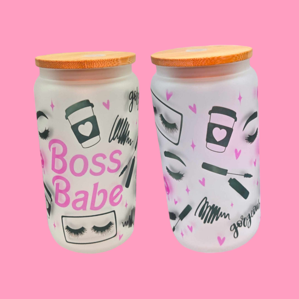 Boss Babe Girly 16 Oz Glass Cup