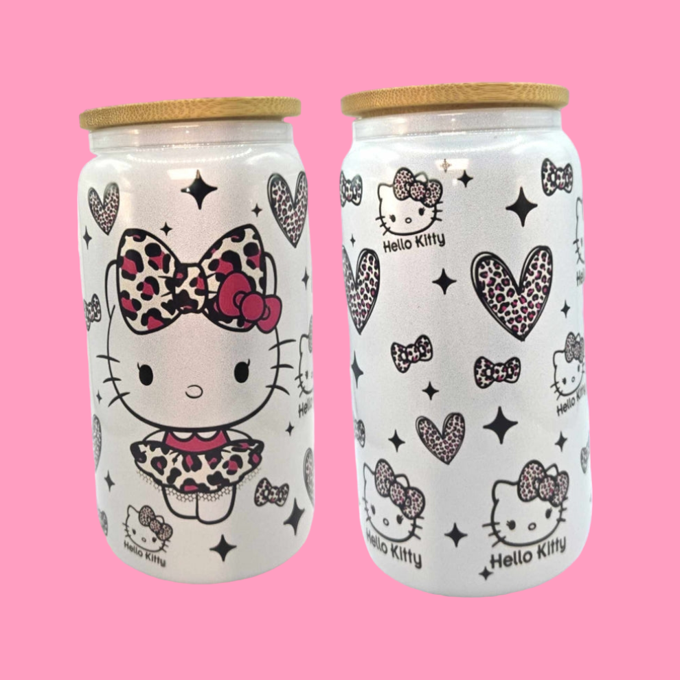 Leopard HK 16 Oz Glass Cup