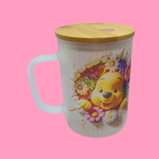 Winnie The Pooh Floral 17 Oz Glass Mug