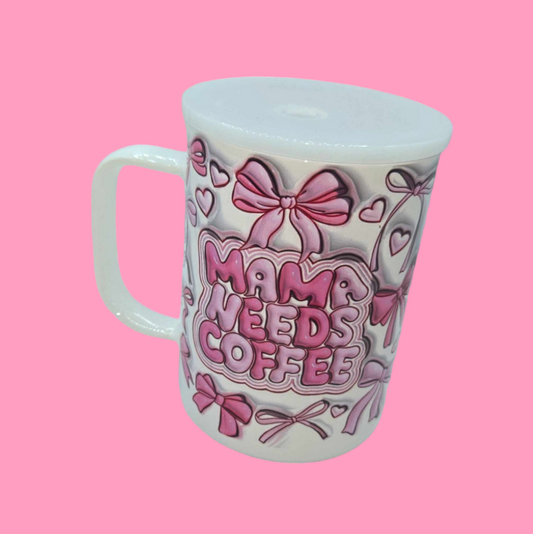 Mama Needs Coffee 17 Oz Glass Mug