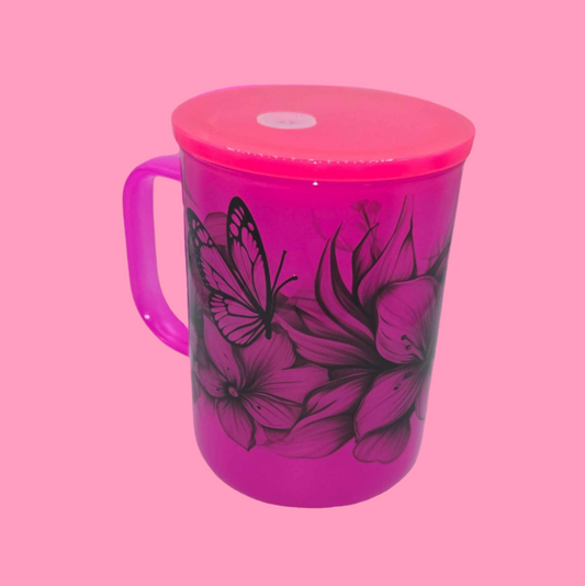 Floral Butterfly 17 Oz Glass Mug