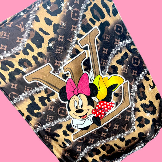 Cheetah Print Minnie Mouse LV Blanket 150x200CM